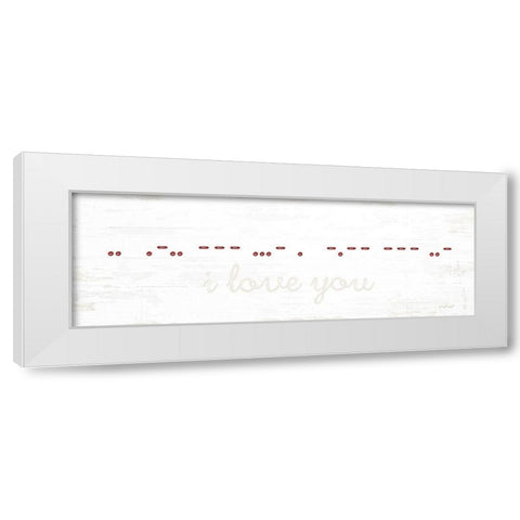 I Love You Morse Code White Modern Wood Framed Art Print by Pugh, Jennifer