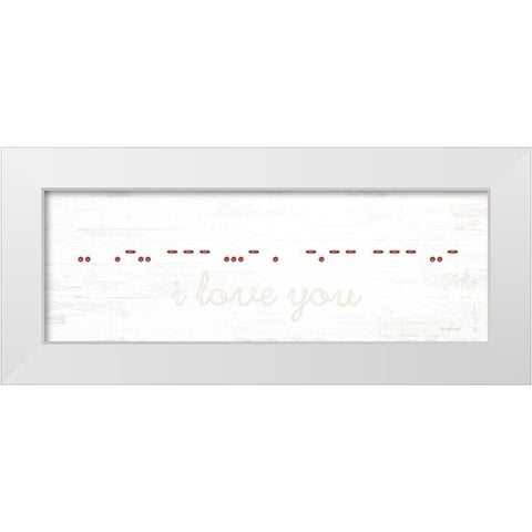 I Love You Morse Code White Modern Wood Framed Art Print by Pugh, Jennifer