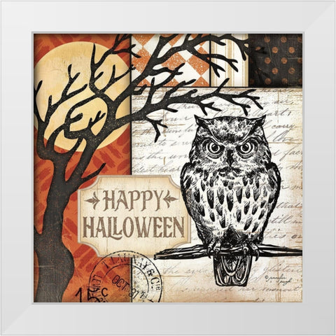 Happy Halloween White Modern Wood Framed Art Print by Pugh, Jennifer