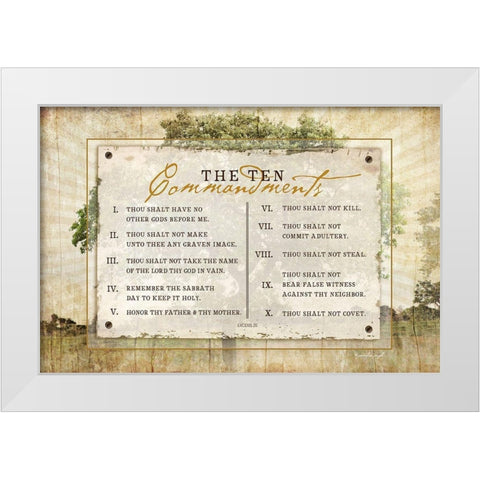 10 Commandments White Modern Wood Framed Art Print by Pugh, Jennifer