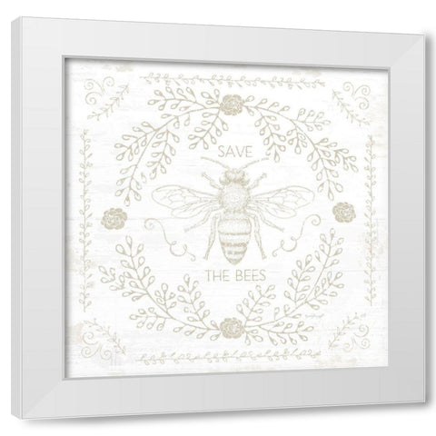 Save the Bees II White Modern Wood Framed Art Print by Pugh, Jennifer