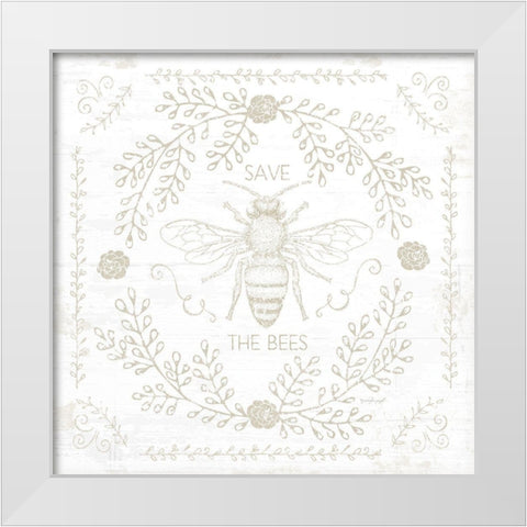Save the Bees II White Modern Wood Framed Art Print by Pugh, Jennifer