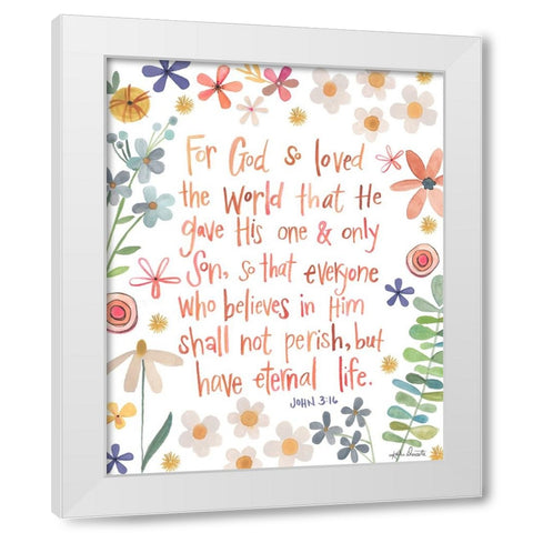 John 3:16 White Modern Wood Framed Art Print by Doucette, Katie