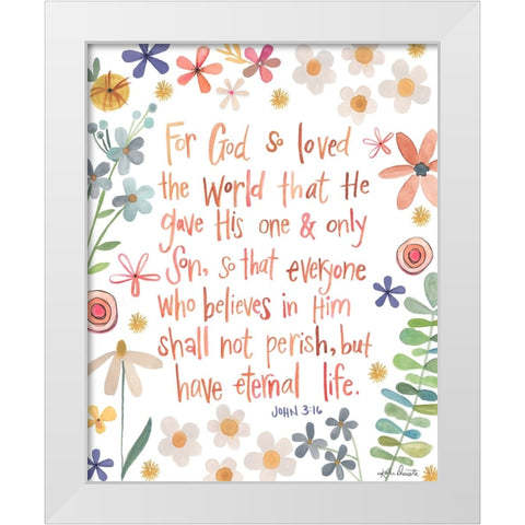 John 3:16 White Modern Wood Framed Art Print by Doucette, Katie