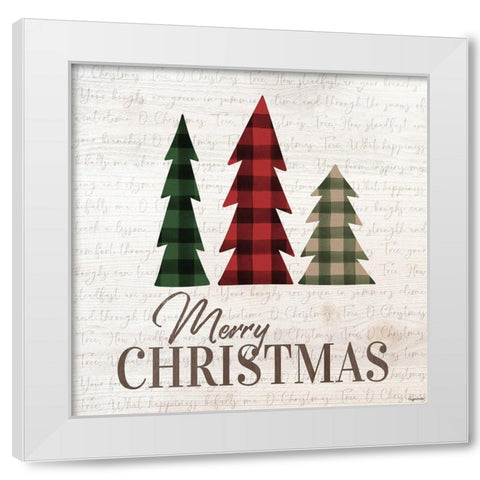 Merry Christmas Trees White Modern Wood Framed Art Print by Brown, Kyra