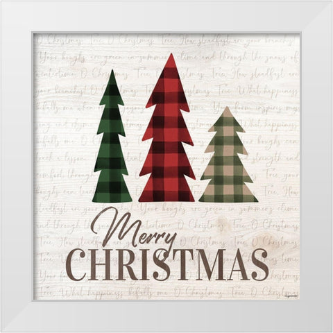 Merry Christmas Trees White Modern Wood Framed Art Print by Brown, Kyra