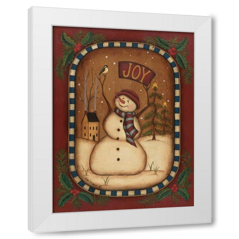 Joy Snowman White Modern Wood Framed Art Print by Lewis, Kim