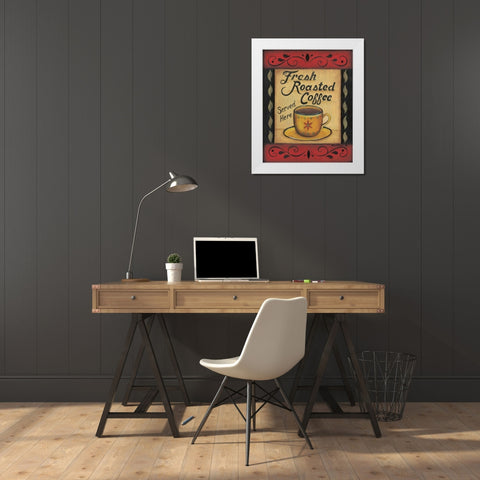 Fresh Roasted Coffee White Modern Wood Framed Art Print by Lewis, Kim