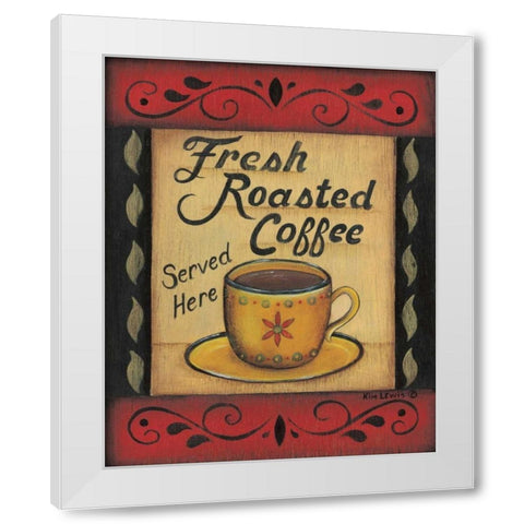 Fresh Roasted Coffee White Modern Wood Framed Art Print by Lewis, Kim