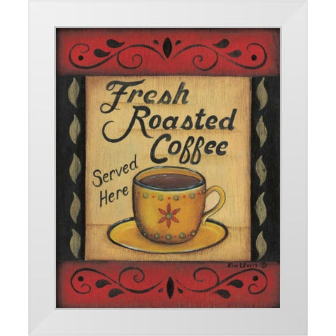 Fresh Roasted Coffee White Modern Wood Framed Art Print by Lewis, Kim