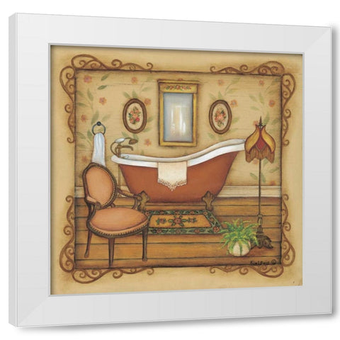 Vintage Bath White Modern Wood Framed Art Print by Lewis, Kim