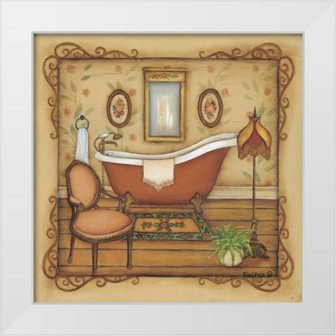Vintage Bath White Modern Wood Framed Art Print by Lewis, Kim