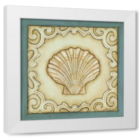 Cottage Seashell White Modern Wood Framed Art Print by Lewis, Kim