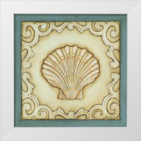 Cottage Seashell White Modern Wood Framed Art Print by Lewis, Kim