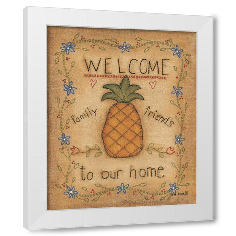 Pineapple White Modern Wood Framed Art Print by Lewis, Kim