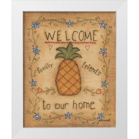 Pineapple White Modern Wood Framed Art Print by Lewis, Kim