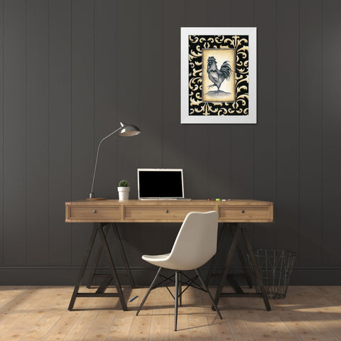 Rooster II White Modern Wood Framed Art Print by Lewis, Kim
