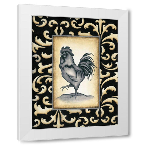 Rooster II White Modern Wood Framed Art Print by Lewis, Kim
