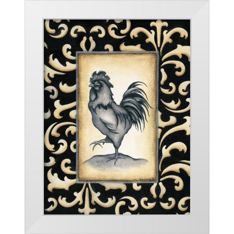 Rooster II White Modern Wood Framed Art Print by Lewis, Kim