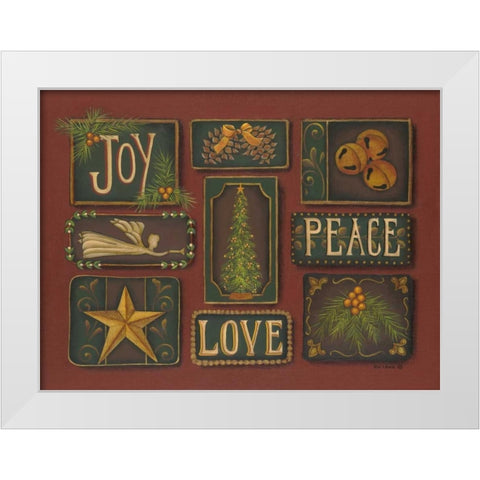 Joy Peace Love White Modern Wood Framed Art Print by Lewis, Kim