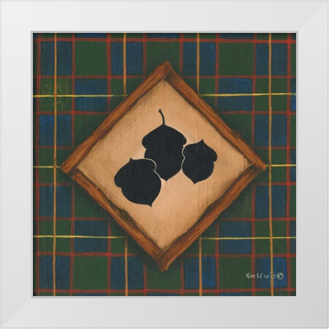 Acorns White Modern Wood Framed Art Print by Lewis, Kim