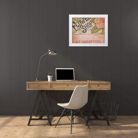 Flower Shop Roses White Modern Wood Framed Art Print by Lewis, Kim