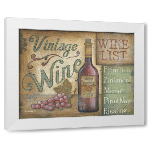 Wine List White Modern Wood Framed Art Print by Lewis, Kim