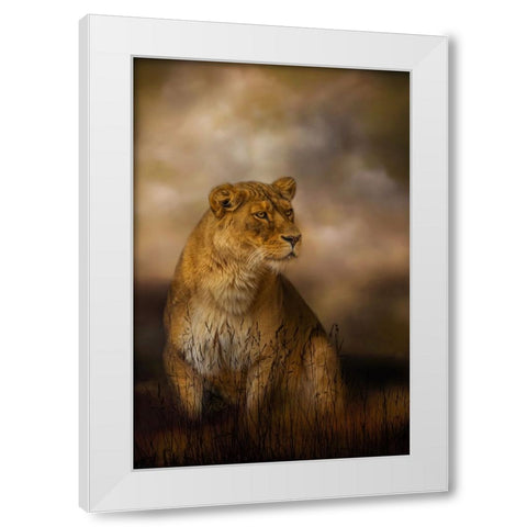 Lone Huntress White Modern Wood Framed Art Print by Parker, Kelley