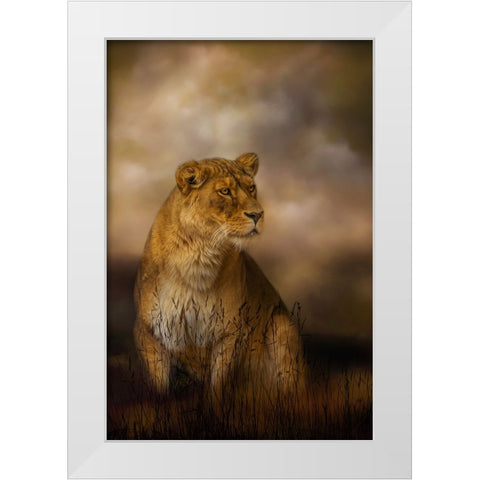 Lone Huntress White Modern Wood Framed Art Print by Parker, Kelley