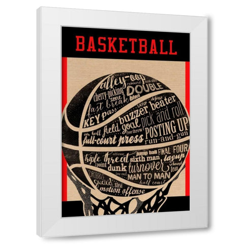 Basketball White Modern Wood Framed Art Print by Longfellow Designs