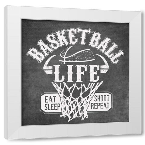 Basketball Life White Modern Wood Framed Art Print by Longfellow Designs