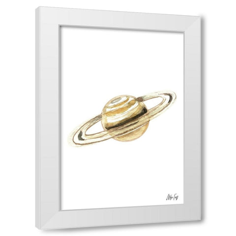 Saturn White Modern Wood Framed Art Print by Fay, Mela