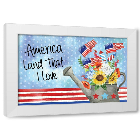 Land That I Love White Modern Wood Framed Art Print by ND Art