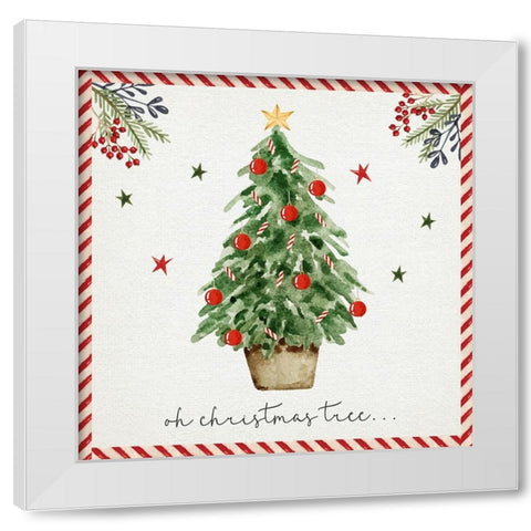 Oh Christmas Tree White Modern Wood Framed Art Print by ND Art