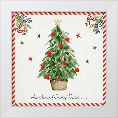 Oh Christmas Tree White Modern Wood Framed Art Print by ND Art