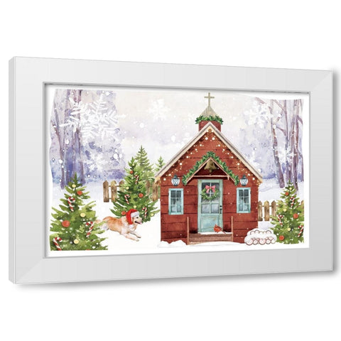 Country Christmas Church II White Modern Wood Framed Art Print by ND Art