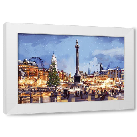 Cityscape White Modern Wood Framed Art Print by P.S. Art