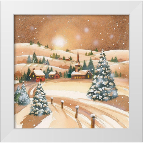 Evening Before Christmas White Modern Wood Framed Art Print by P.S. Art