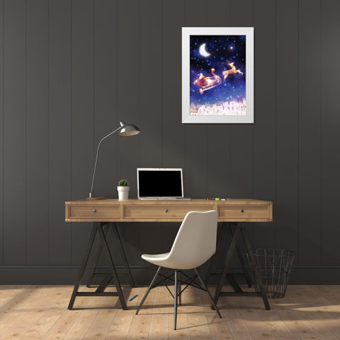 Santas Ride White Modern Wood Framed Art Print by P.S. Art