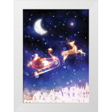 Santas Ride White Modern Wood Framed Art Print by P.S. Art