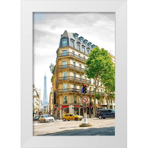 Paris Corner White Modern Wood Framed Art Print by Murdock, Ramona