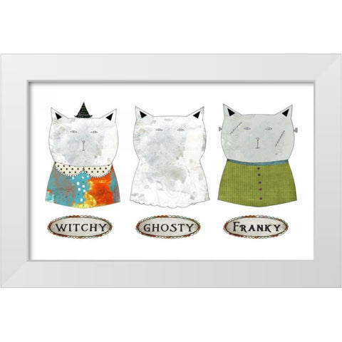 3 Halloween Cats White Modern Wood Framed Art Print by Ogren, Sarah