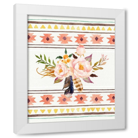 Tribal Flowers and Pattern White Modern Wood Framed Art Print by Moss, Tara