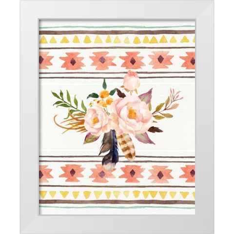 Tribal Flowers and Pattern White Modern Wood Framed Art Print by Moss, Tara