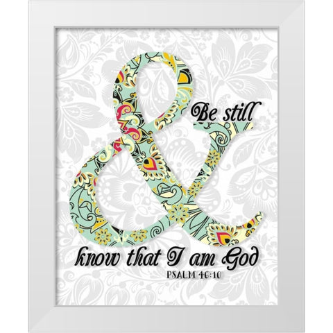 Be Still Psalm White Modern Wood Framed Art Print by Moss, Tara