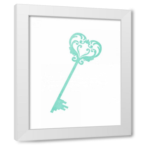 Mint Key White Modern Wood Framed Art Print by Moss, Tara