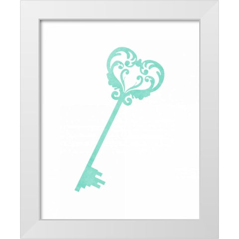 Mint Key White Modern Wood Framed Art Print by Moss, Tara