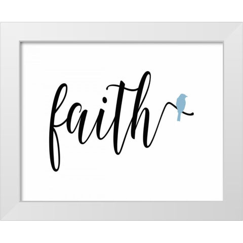 Blue Bird Faith White Modern Wood Framed Art Print by Moss, Tara