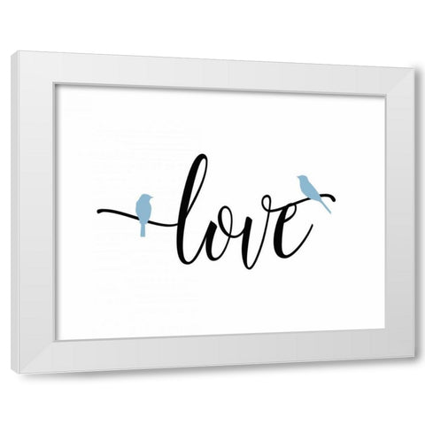 Blue Bird Love White Modern Wood Framed Art Print by Moss, Tara