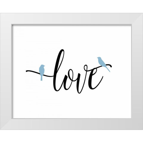 Blue Bird Love White Modern Wood Framed Art Print by Moss, Tara
